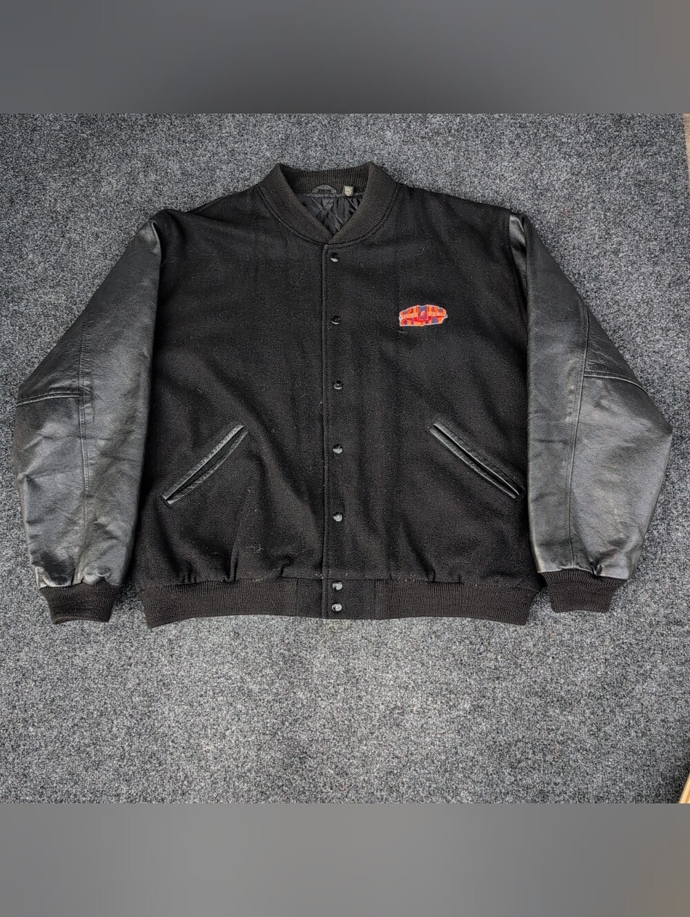 Vintage Game Sportswear Jacket Mens XXXL Black Leather Wool Varsity Letterman